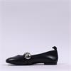Wonders Lulu Flat Pump Disc Detail - Black Leather